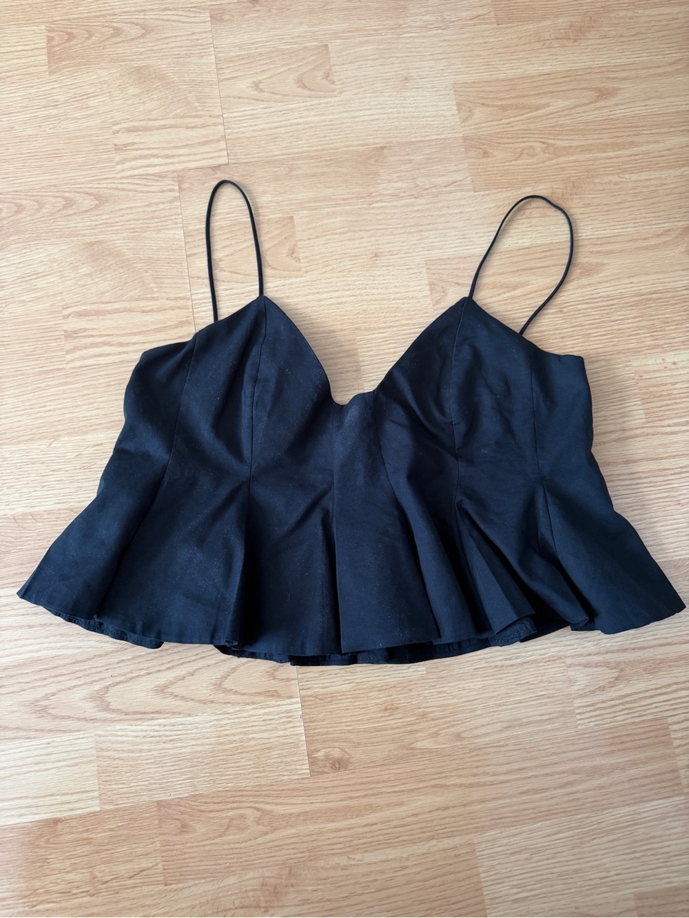 Zara Black Peplum Spaghetti Strap Camisole